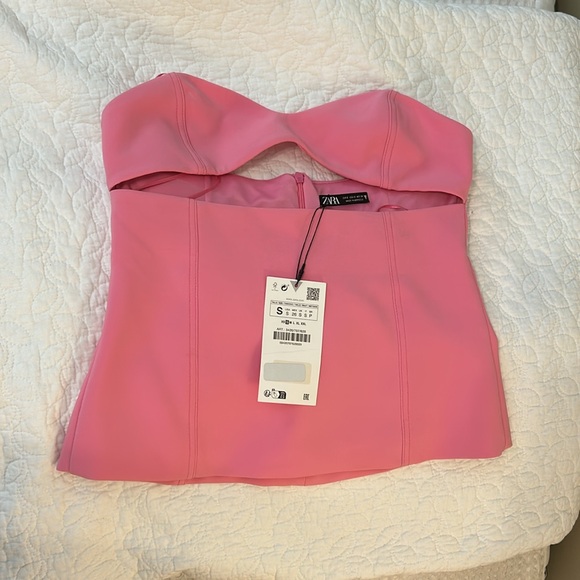 NWT ZARA PINK STRAPLESS CUT OUT TOP - Picture 3 of 6